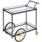 ACME Metal Framed Serving Cart with Glass Shelves and Side Handle, Black and Gold- Saltoro Sherpi